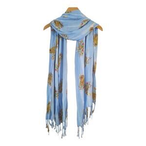 Pier 1 Imports Womens Blue Spring Floral Bunny Metallic Scarf